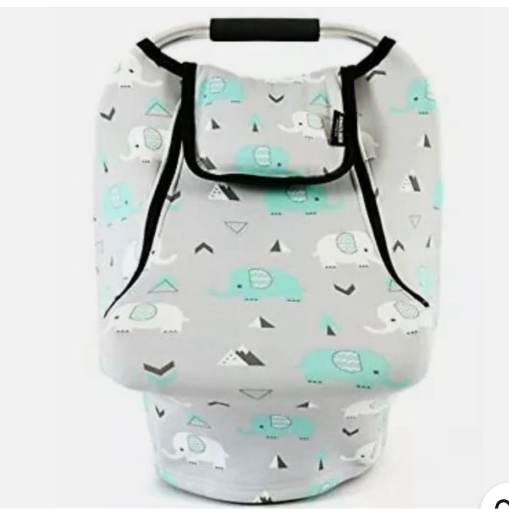 NWOT Acrabros Elephant Pattern Kids Car Seat Cover - Gray and Teal